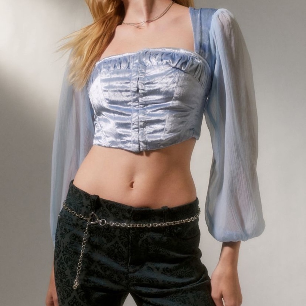 NWT URBAN OUTFITTERS BLUE FLOWY CORSET TOP 💎​​​NWT - Picture 4 of 5